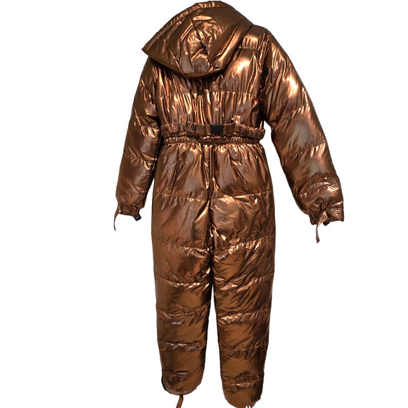 NWT Nichole Lynel NL The Label Metallic Copper Puffer Belted Snow Suit-Size L - Picture 3 of 15